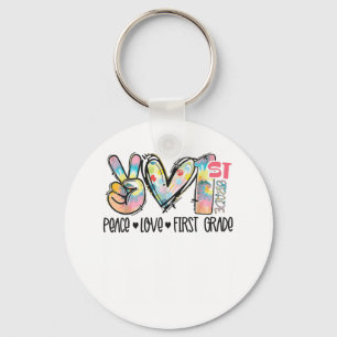 Peace Love First Grade Tie Dye Student Teacher _1 Keychain