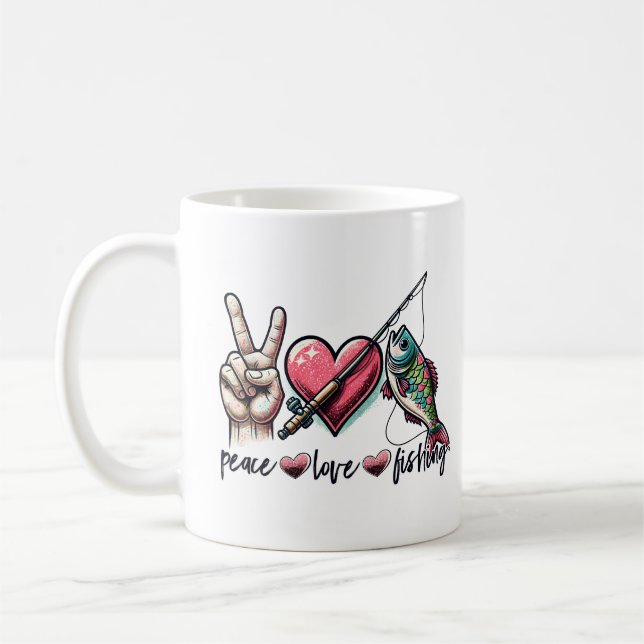 Peace love fishing coffee mug (Left)