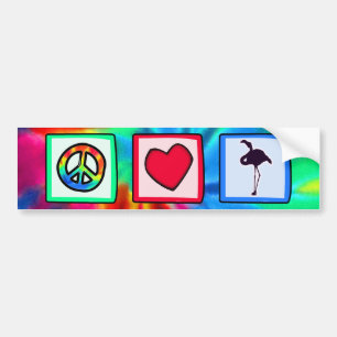 Peace, Love, Flamingos Bumper Sticker