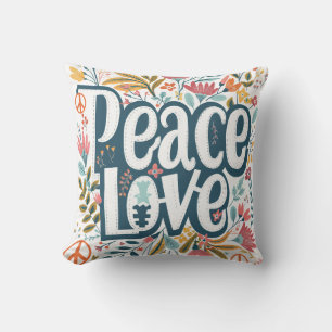 Peace Love Floral Throw Pillow