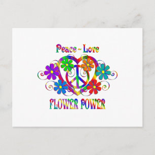 Peace Love Flower Power Postcard