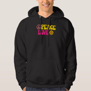 Peace Love Flower Power Sign Hippie 70s Seventies Hoodie
