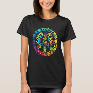 Peace Love Flowers Graphic Peace Sign Tie Dye T-Shirt