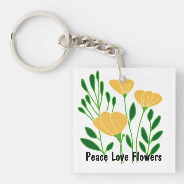 Peace Love Flowers Keychain (Front)