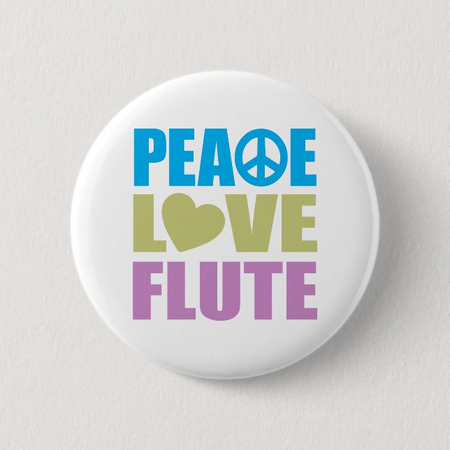 Peace Love Flute 2 Inch Round Button (Front)