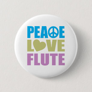 Peace Love Flute 2 Inch Round Button