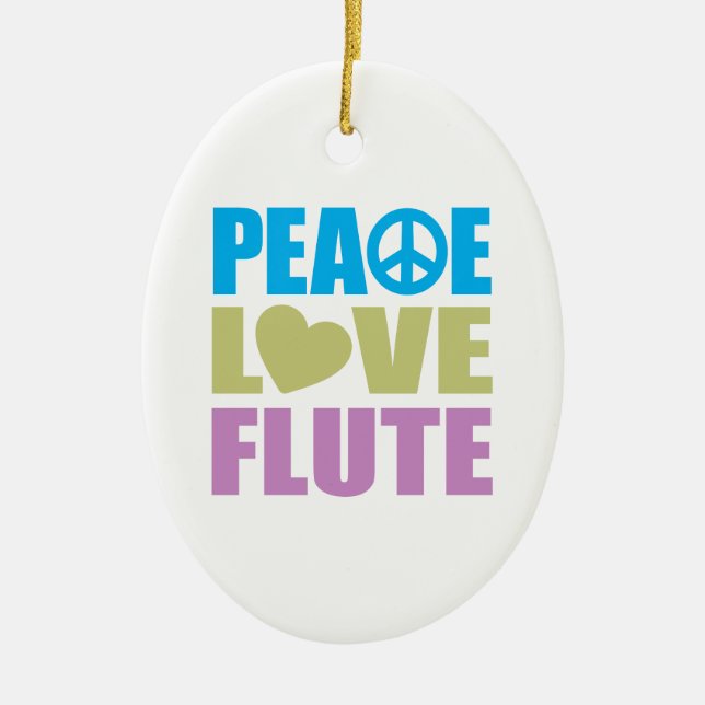 Peace Love Flute Ceramic Ornament (Front)
