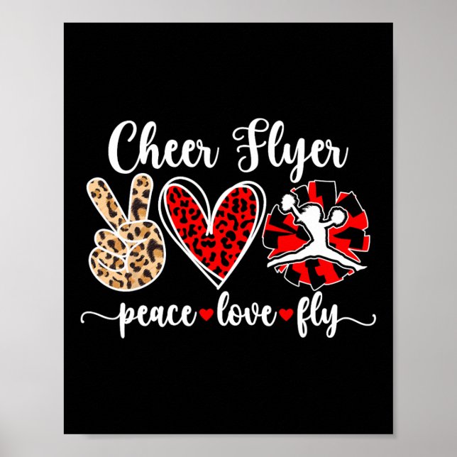 Peace Love Fly Cheer Flyer Cheerleader Flyer  Poster (Front)