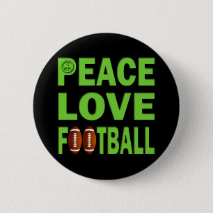 PEACE LOVE FOOTBALL 2 INCH ROUND BUTTON
