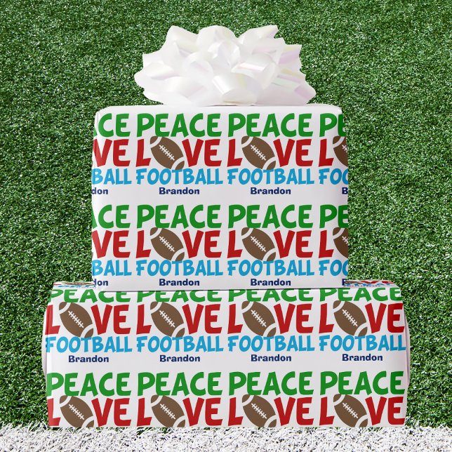 Peace Love Football Custom Christmas Wrapping Paper (Creator Uploaded)
