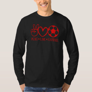 Peace Love Football Game Day Sports Mom Mother Sch T-Shirt
