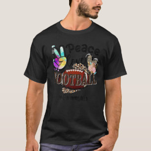 Peace Love Football Gammy Life Mom Grandma Leopard T-Shirt