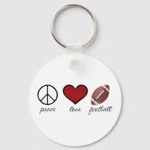 Peace Love Football Keychain