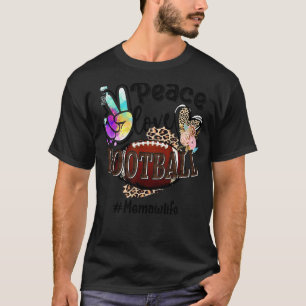 Peace Love Football Memaw Life Mom Grandma Leopard T-Shirt
