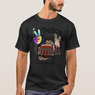 Peace Love Football Memaw Life Mom Grandma Leopard T-Shirt