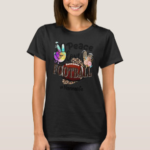 Peace Love Football Nanna Life Mom Grandma Leopard T-Shirt