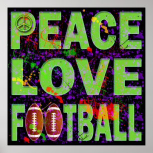 PEACE LOVE FOOTBALL POSTER