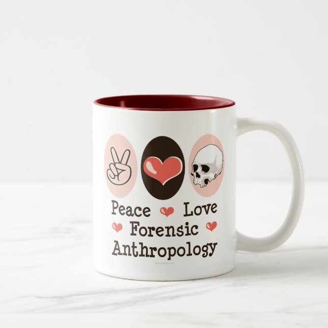 Peace Love Forensic Anthropology Mug (Right)