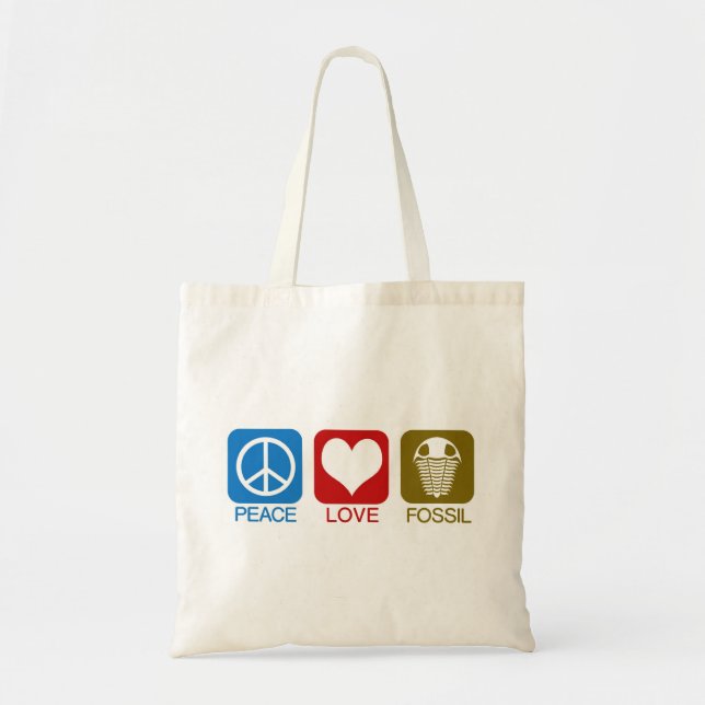 PEACE, LOVE, FOSSIL TOTE BAG (Front)