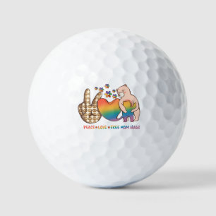 Peace, Love, Free Mom Hugs - LGBTQ+ Pride Design Golf Balls