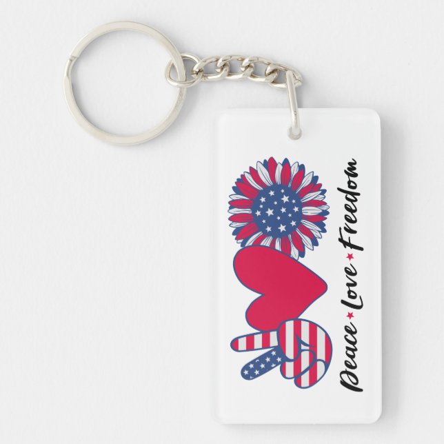 Peace. Love. Freedom. Acrylic Keychain (Front)