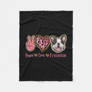 Peace Love Frenchie Fun Dog Mom Mothers Day Fleece Blanket
