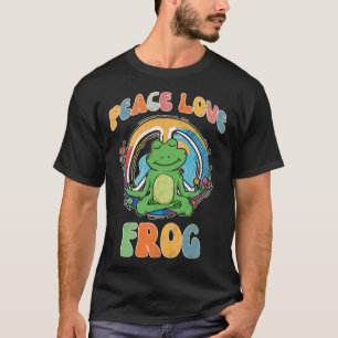 Peace Love Frog Hippie Yoga Hippies Meditation Hu T-Shirt