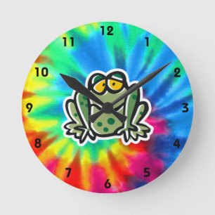 Peace, Love, Frogs Round Clock