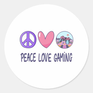Peace Love Gaming Classic Round Sticker