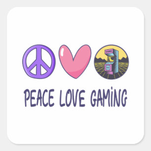 Peace Love Gaming Square Sticker