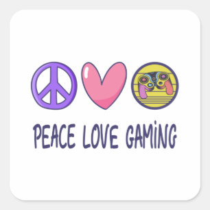 Peace Love Gaming Square Sticker