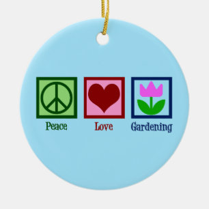 Peace Love Gardening Cute Gardener Tulip Flower Ceramic Ornament