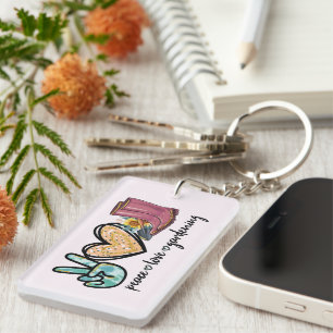 Peace Love Gardening Keychain