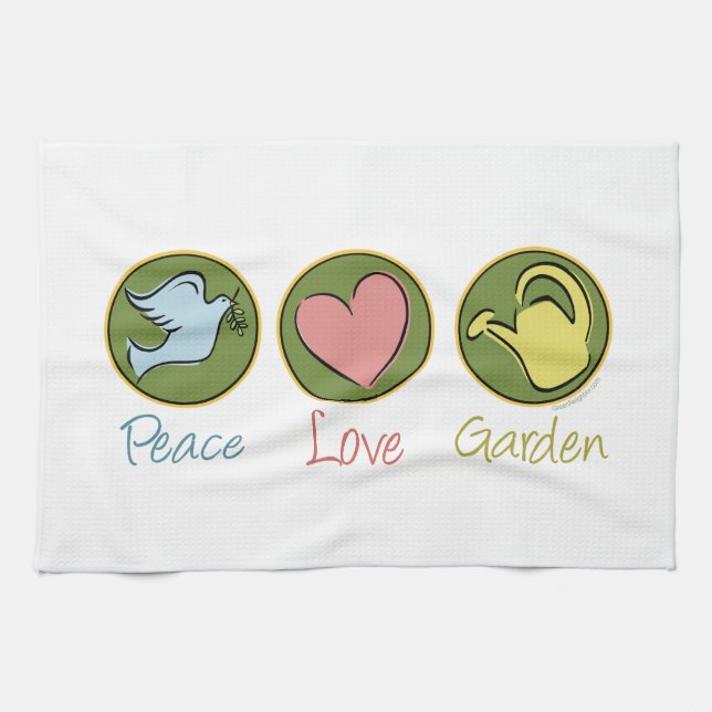 Peace Love Gardening Kitchen Towel (Horizontal)