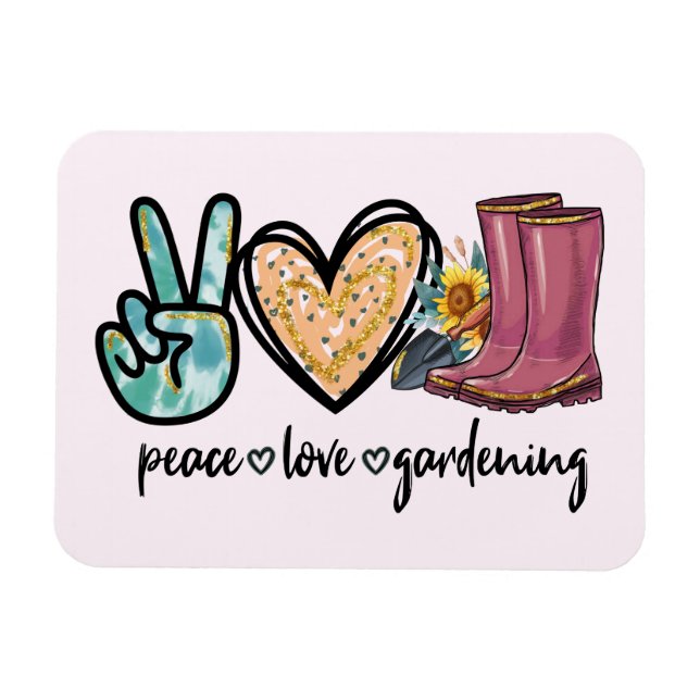 Peace Love Gardening Magnet (Horizontal)