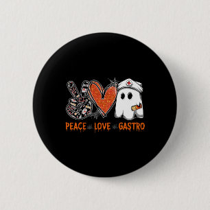Peace Love Gastro Ghost Nurse Gastroenterology Hal 2 Inch Round Button