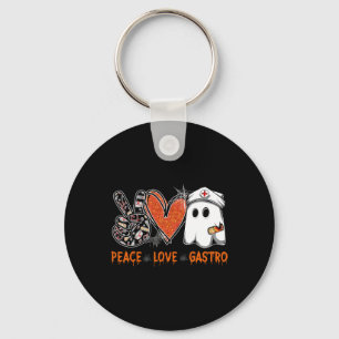Peace Love Gastro Ghost Nurse Gastroenterology Hal Keychain