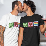 Peace Love Gay Pride T-Shirt<br><div class="desc">Support gay rights with this peace sign,  heart,  and rainbow. A cute LGBTQ shirt with a beautiful rainbow flag next to a pretty peace sign and heart.</div>