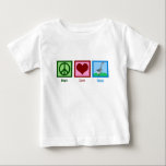 Peace Love Geese Baby T-Shirt<br><div class="desc">A cute geese gift featuring a peace sign,  heart and a goose.</div>