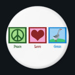 Peace Love Geese Magnet<br><div class="desc">A cute geese gift featuring a peace sign,  heart and a goose.</div>