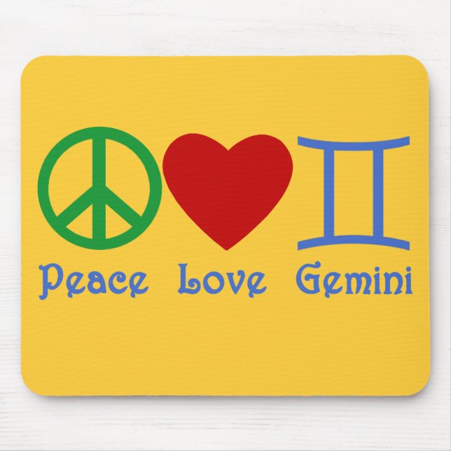 Peace Love Gemini Astrological Design Mouse Pad (Front)
