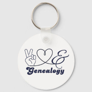 Peace, Love, & Genealogy Keychain