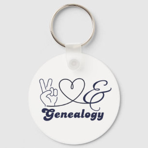 Peace, Love & Genealogy Keychain