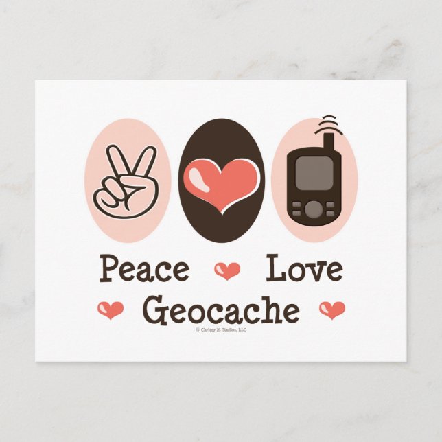 Peace Love Geocache Postcard (Front)