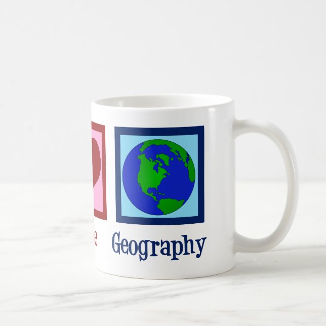 Peace Love Geography Teacher World Map Coffee Mug (Right)