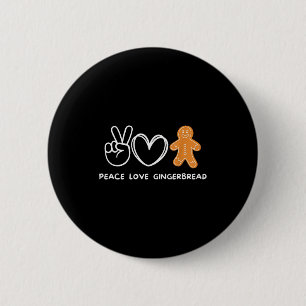Peace, Love Gingerbread Retro Gingerbread Lover 2 Inch Round Button