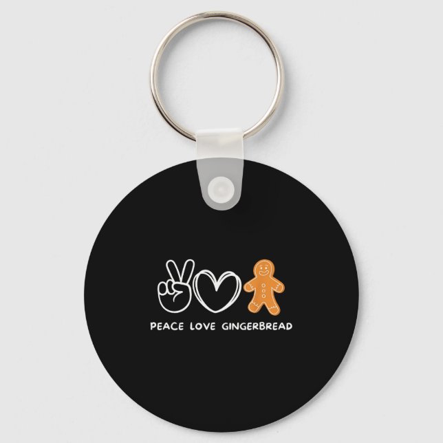 Peace, Love Gingerbread Retro Gingerbread Lover  Keychain (Front)