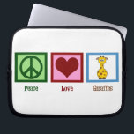 Peace Love Giraffes Laptop Sleeve<br><div class="desc">A peace sign,  heart,  and a cute giraffe. I love wild animal gifts.</div>