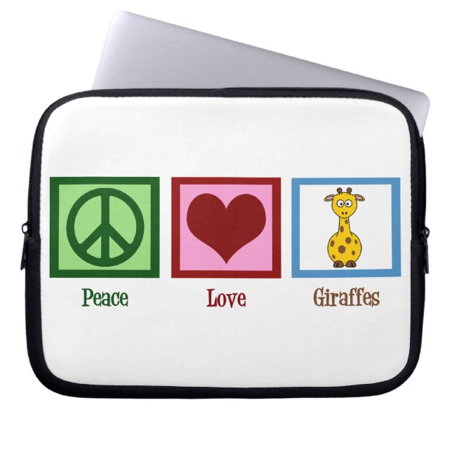 Peace Love Giraffes Laptop Sleeve (Front)