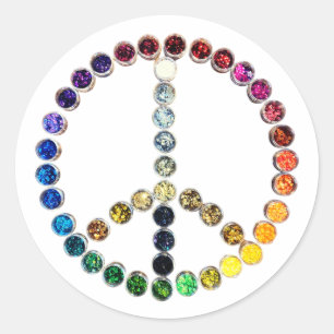 Peace Love Glitter Confetti Rainbow 1 Classic Round Sticker